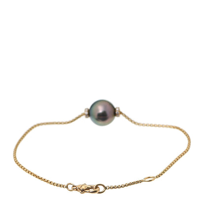 David Yurman 18K Yellow Gold Diamond Tahitian Pearl Solari Single Station Adjustable Bracelet Grey 3 of 4