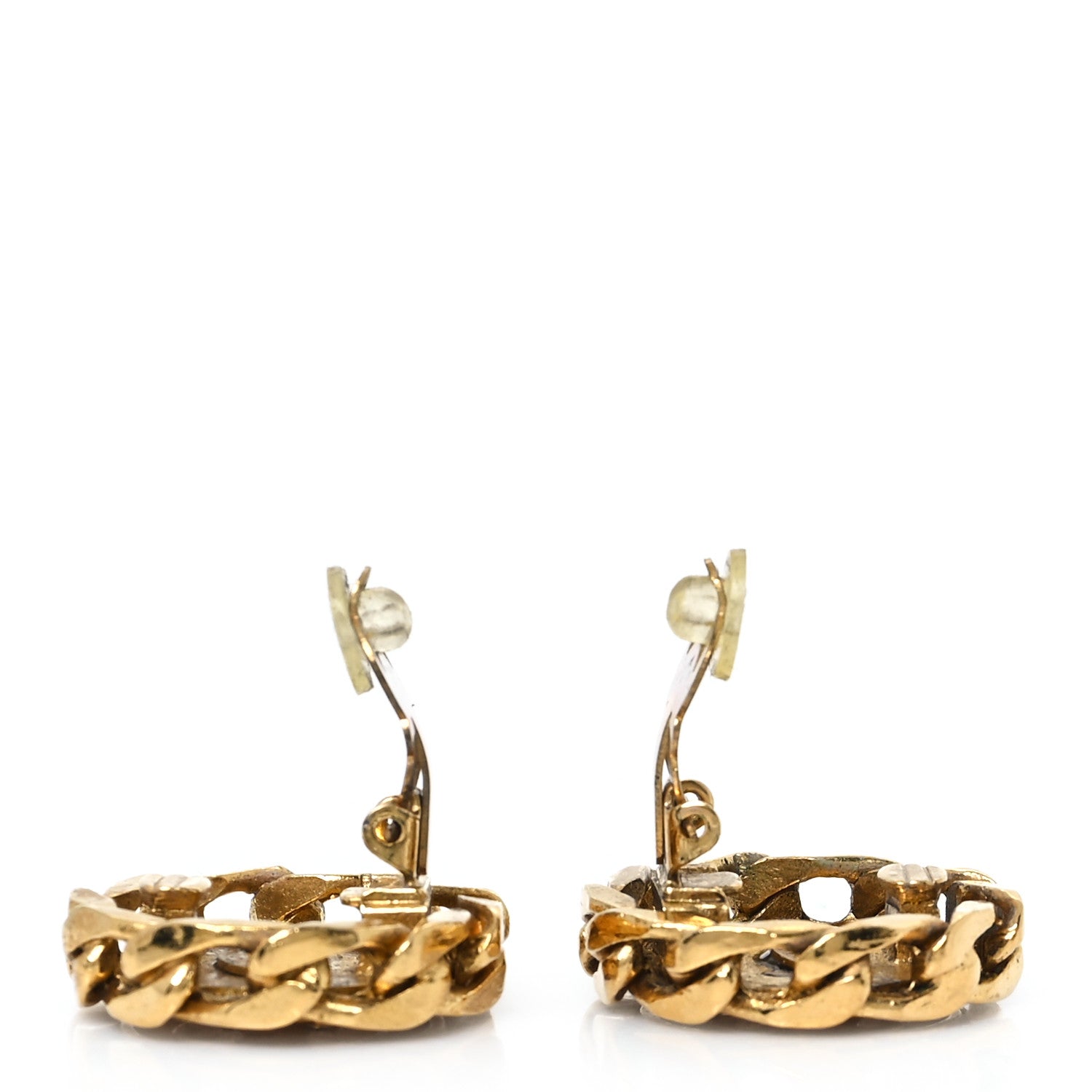 Chanel Crystal CC Round Clip On Earrings Gold 3 of 5