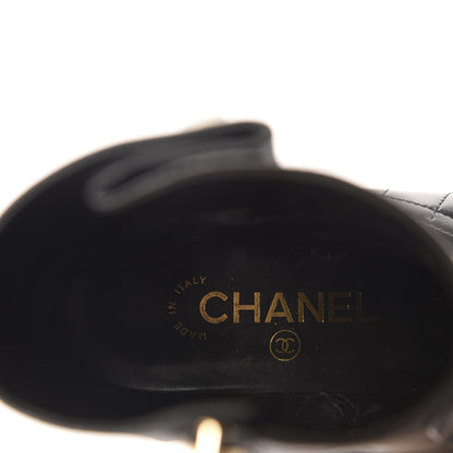 Chanel Lambskin Patent Calfskin Quilted Pearl Boots 38.5 Black 11 of 13