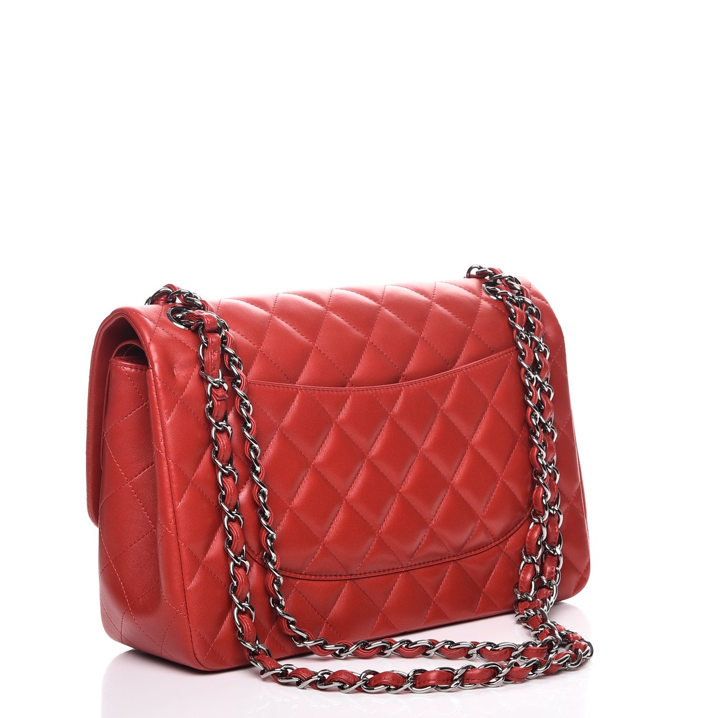 Lambskin Quilted Jumbo Double Flap Red