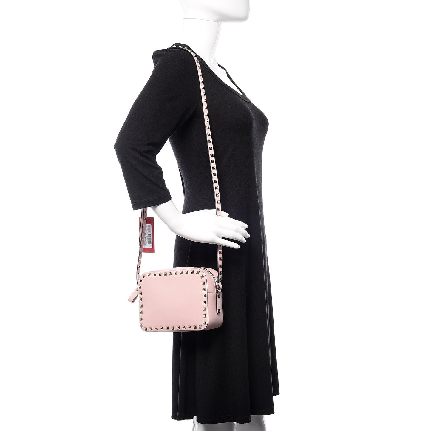 Calfskin Rockstud Camera Crossbody Bag Water Rose