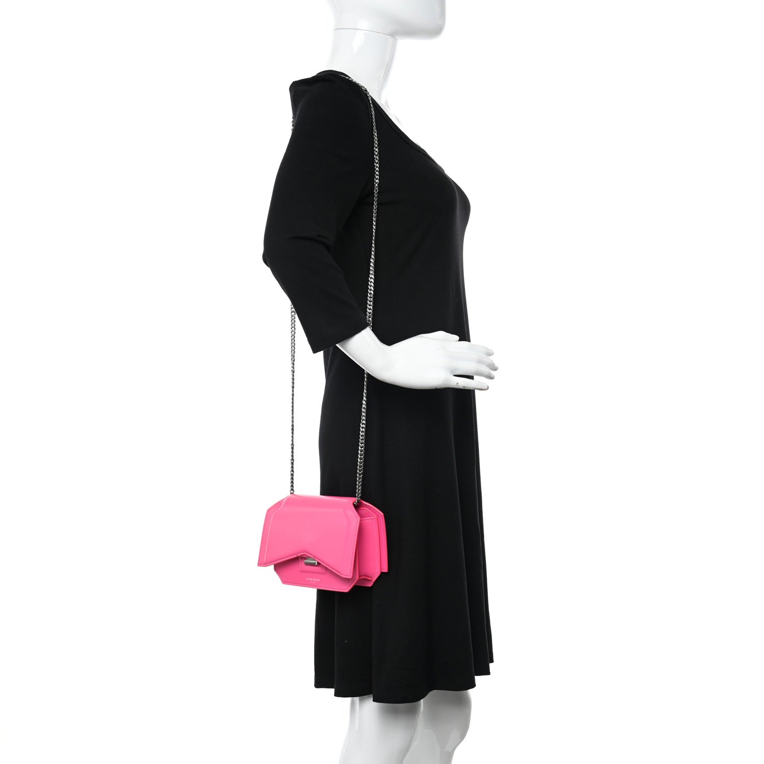 Givenchy Calfskin Bow Cut Chain Wallet Fuchsia 2 of 10