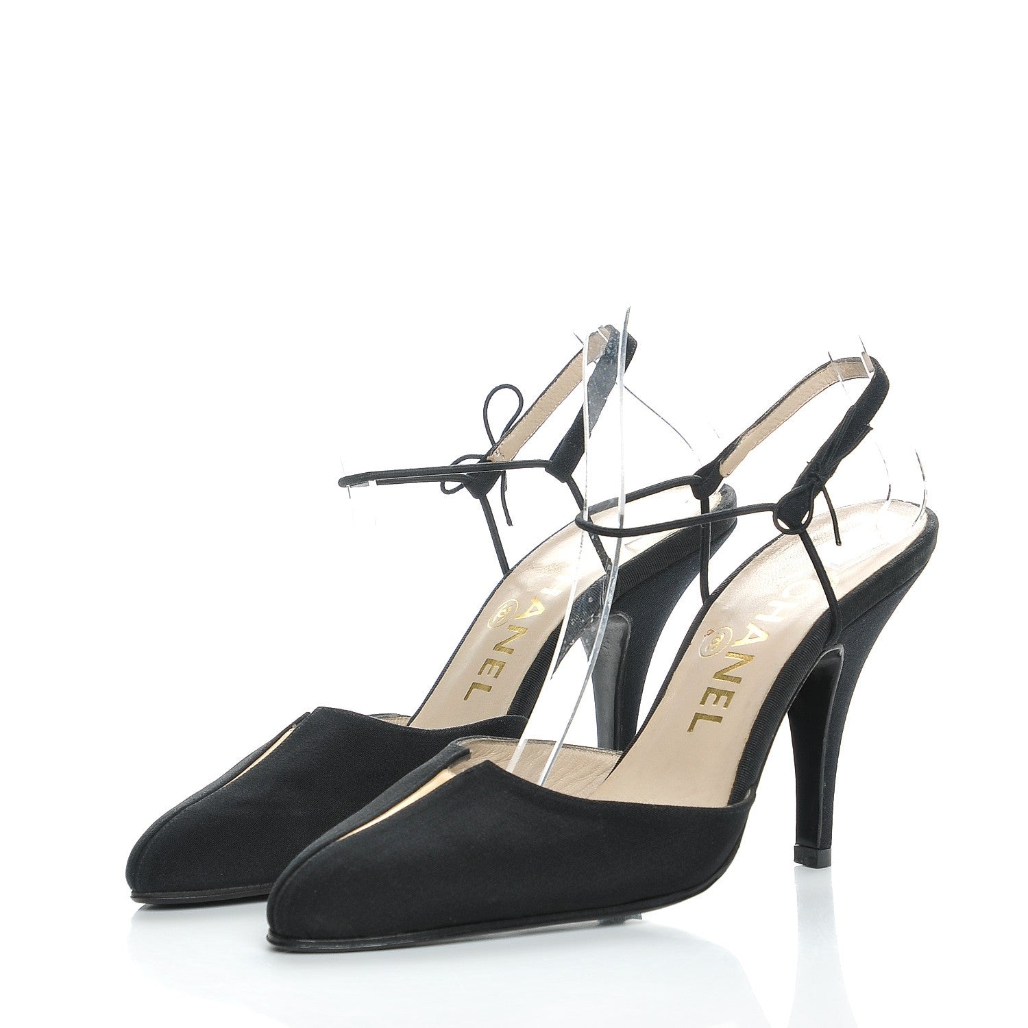 Chanel Grosgrain Slit Slingback Pumps 36 Black 3 of 9