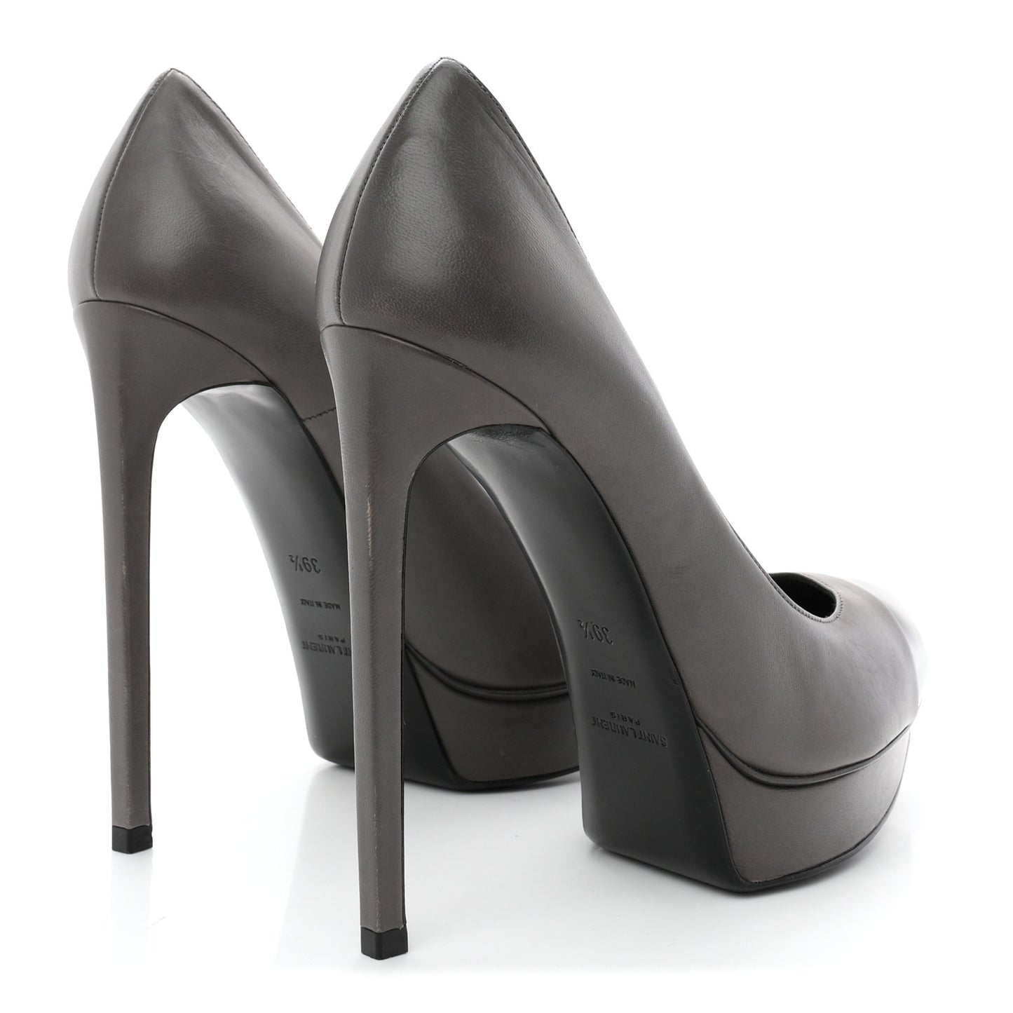 Calfskin Cap Toe Janis 105 Platform Pumps 39.5 Grey