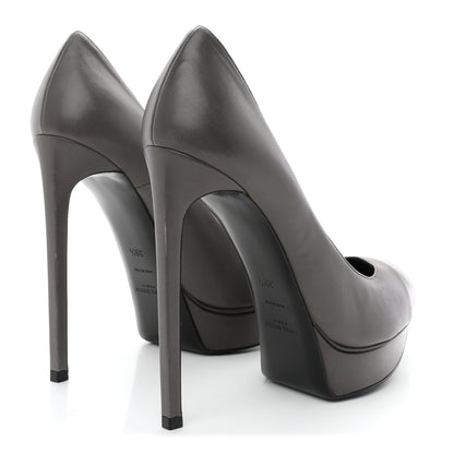 Saint Laurent Calfskin Cap Toe Janis 105 Platform Pumps 39.5 Grey 5 of 9