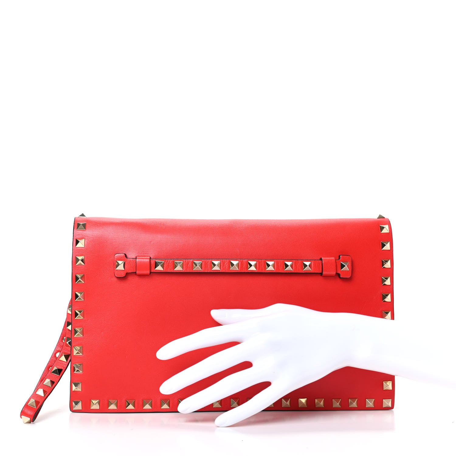 Valentino Garavani Nappa Rockstud Wristlet Clutch Deep Orange 2 of 7