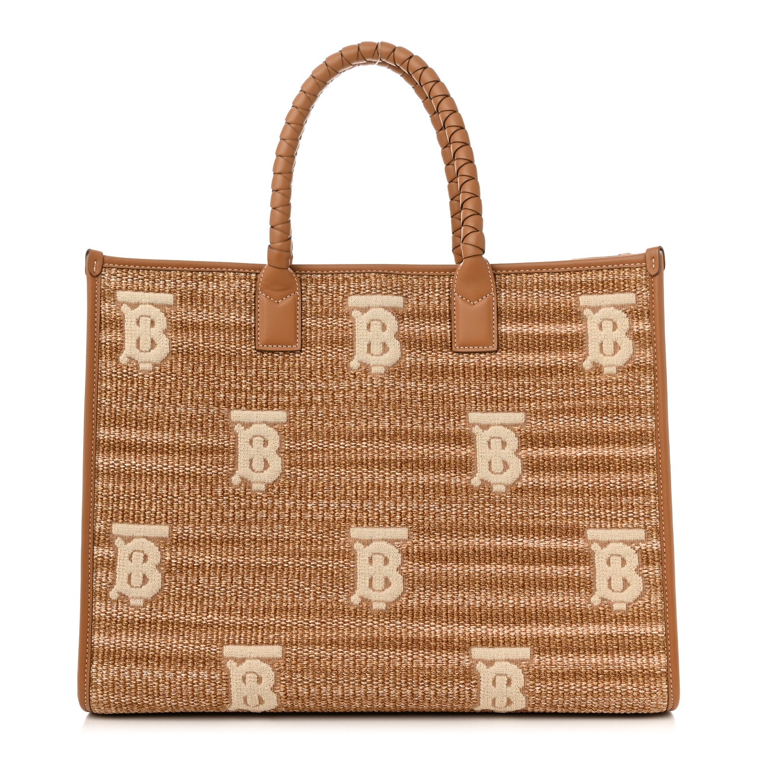 Burberry Raffia Calfskin Medium Freya Tote Natural 1 of 10