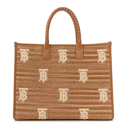 Burberry Raffia Calfskin Medium Freya Tote Natural 1 of 10