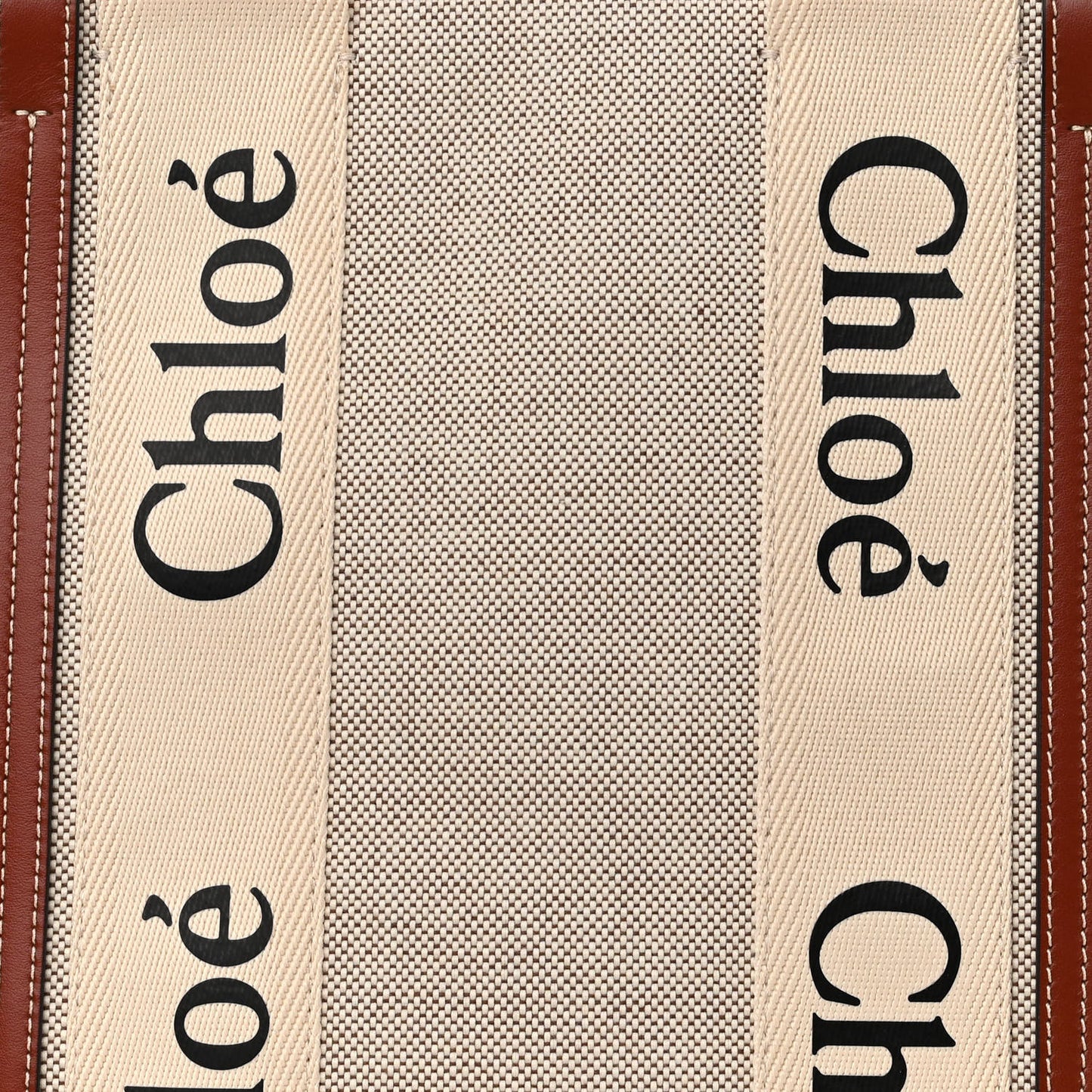 Cotton Calfskin Medium Woody Ribbon Tote White Brown