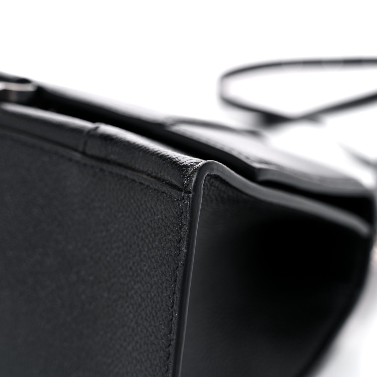 Grained Calfskin Small Hourglass Top Handle Bag Black