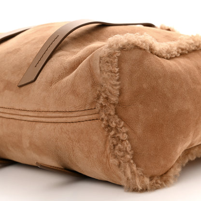 Miu Miu Shearling Suede Shopping Tote Caramel 10 of 10