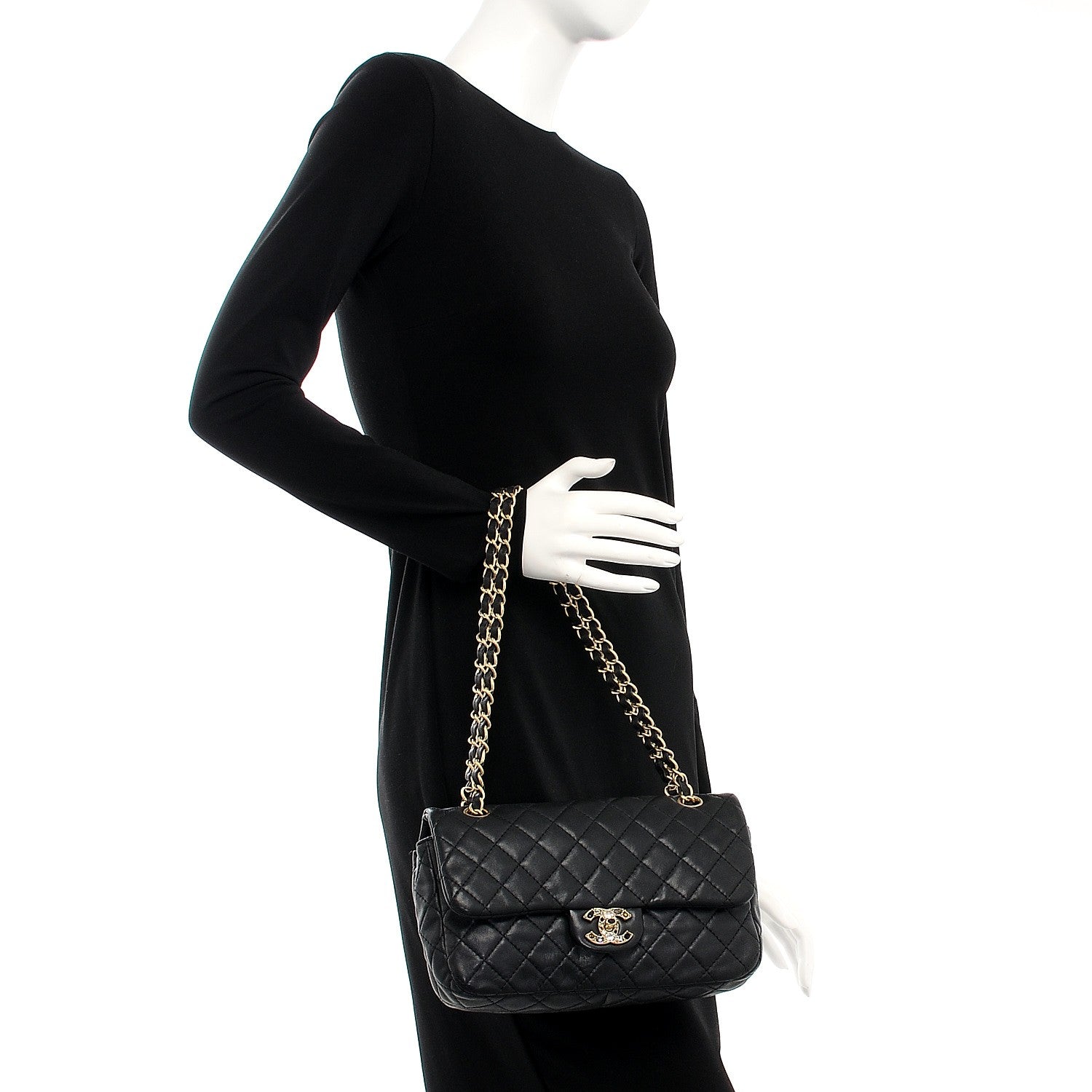 Chanel Lambskin Quilted Medium Precious Jewel Single Flap Black 2 of 8