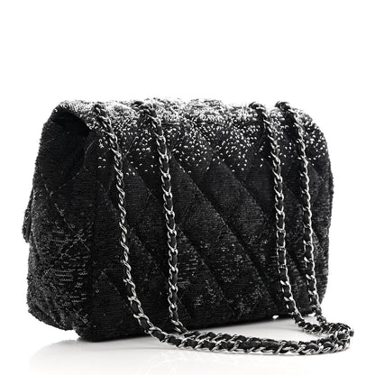 Chanel Sequin Quilted Ombre Medium Flap Black Silver 3 of 12