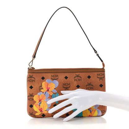 MCM Visetos Anya Essential Floral Print Shopper Tote Pouch Cognac 2 of 9