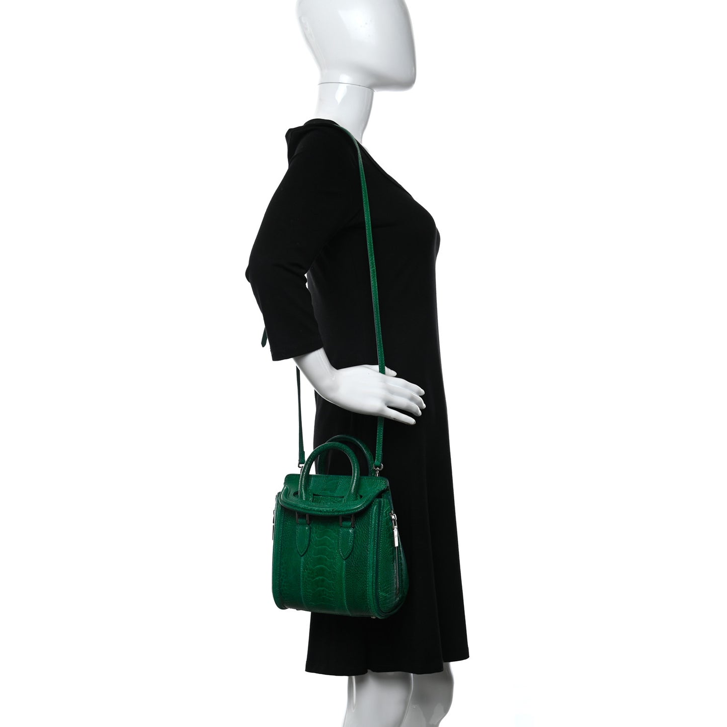 Calfskin Crocodile Embossed Mini Heroine Bag Green