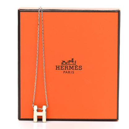 Hermes Lacquered Palladium Pop H Pendant Necklace White 8 of 8