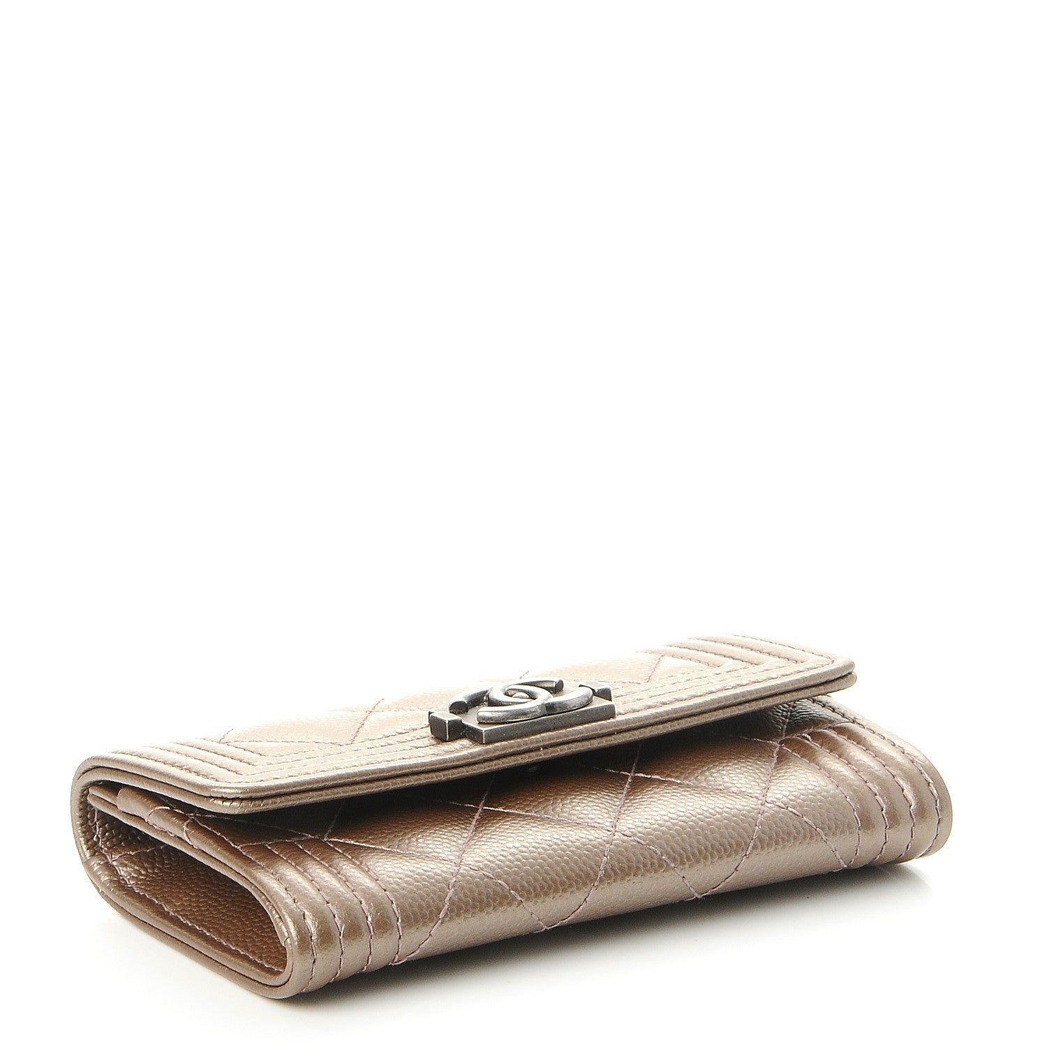 Chanel Metallic Caviar Quilted Boy Card Holder Wallet Copper 4 of 9