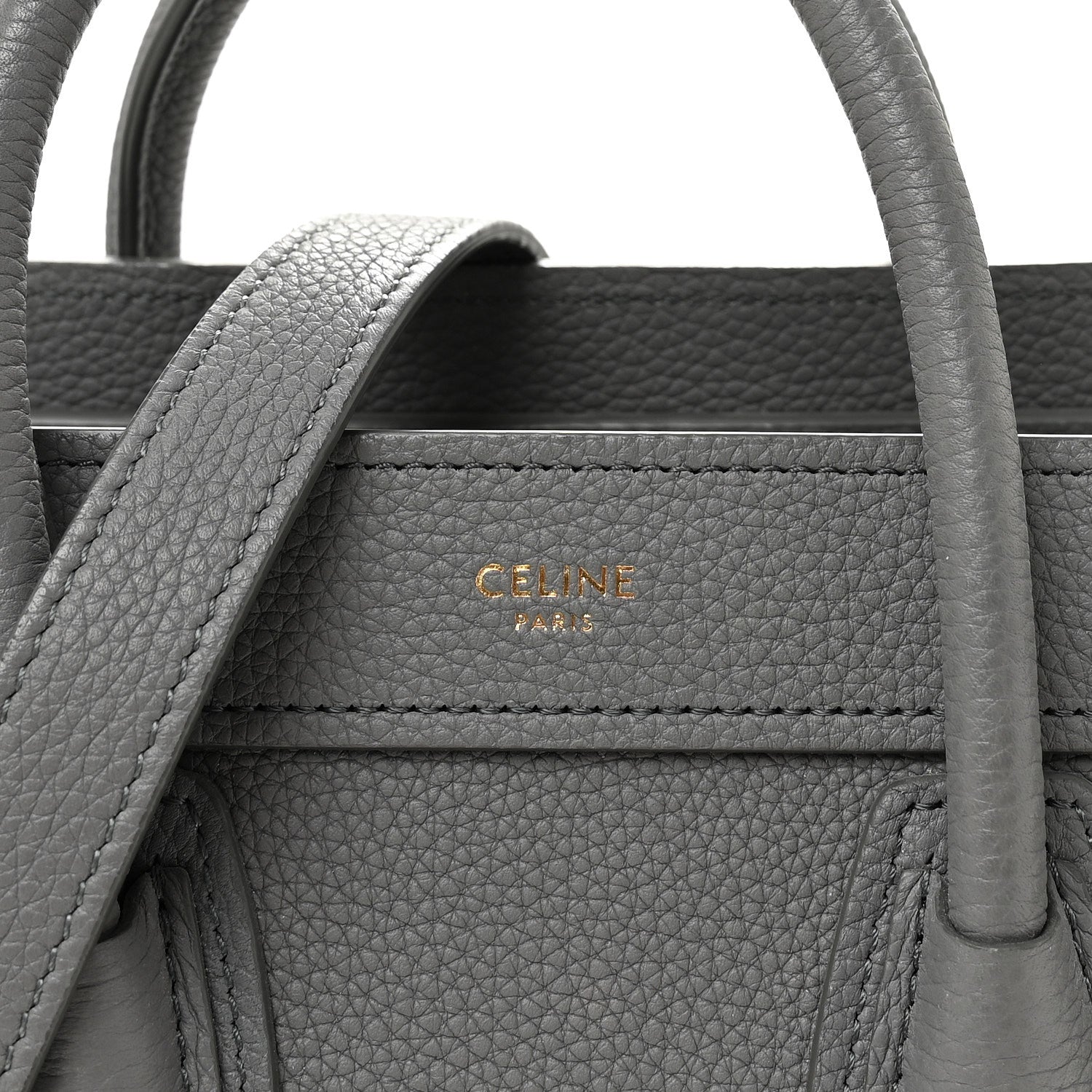 Celine Drummed Calfskin Nano Luggage Kohl 9 of 11