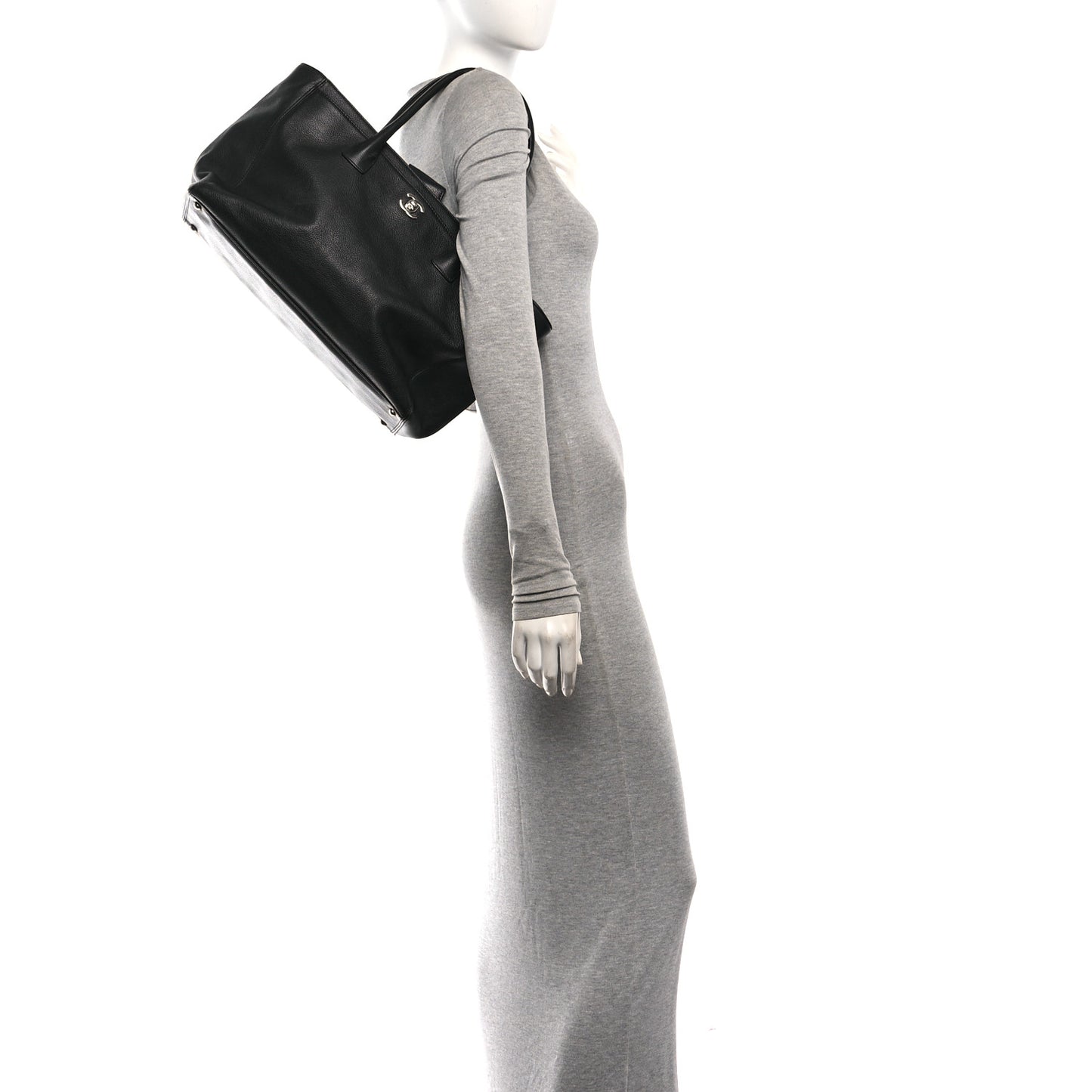Calfskin Cerf Executive Shopper Tote Black
