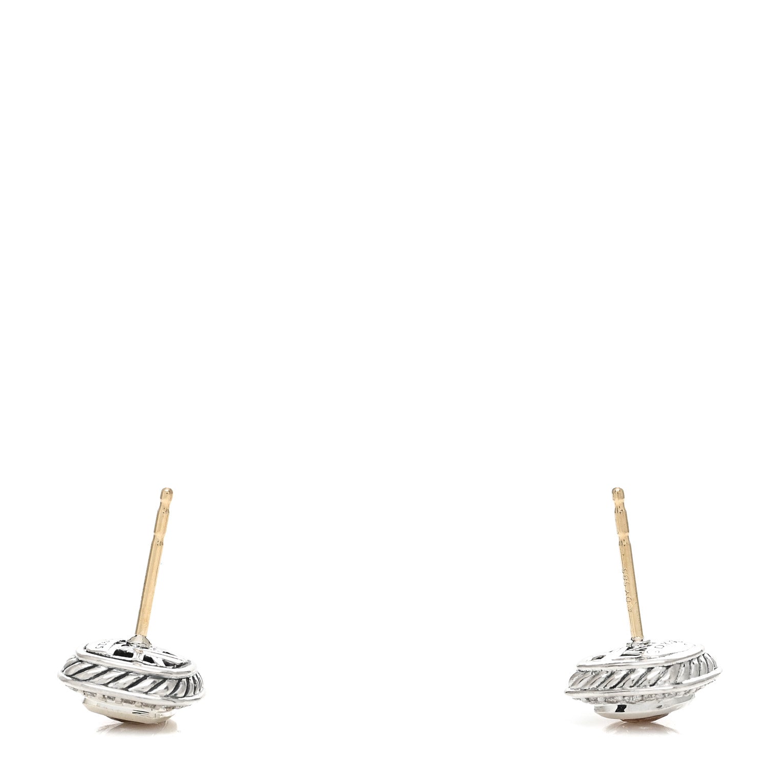 David Yurman Sterling Silver Diamond Morganite 5mm Petite Albion Earrings 3 of 4
