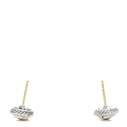 David Yurman Sterling Silver Diamond Morganite 5mm Petite Albion Earrings 3 of 4