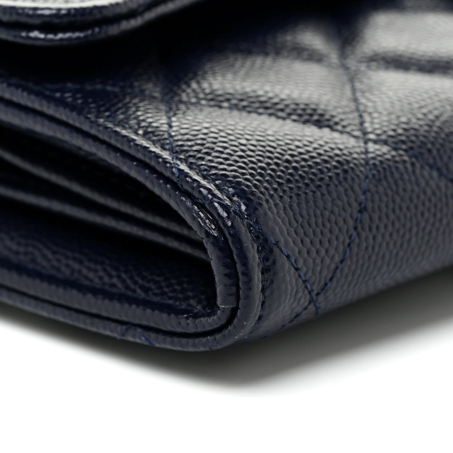 Chanel Caviar Quilted Large Gusset Flap Wallet Navy 12 of 15