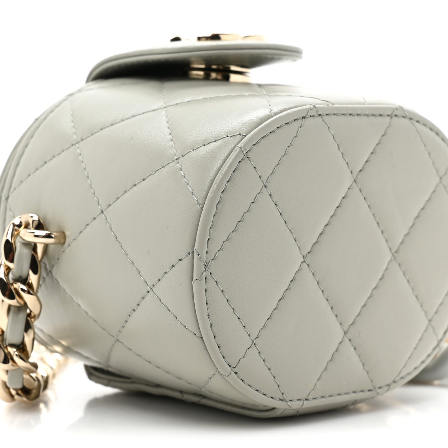 Lambskin Quilted Mini Vanity Case With Chain Grey