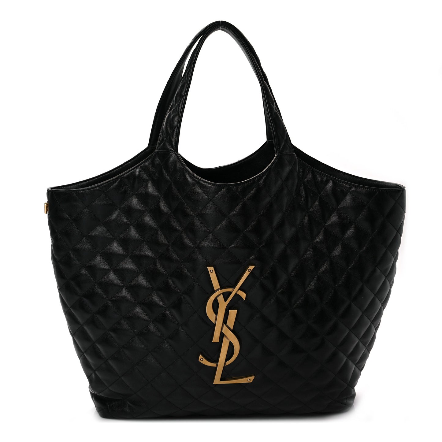 Lambskin Quilted Maxi Icare Shopping Tote Black