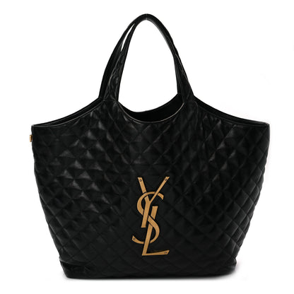 Saint Laurent Lambskin Quilted Maxi Icare Shopping Tote Black 3 of 10