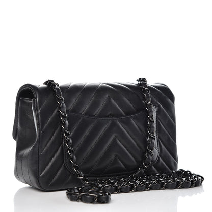 Chanel Lambskin Chevron Quilted Mini Rectangular Flap So Black 3 of 16