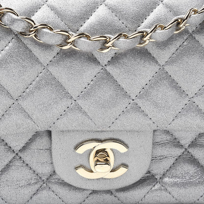 Chanel Iridescent Calfskin Quilted Mini Rectangular Flap Silver 9 of 9