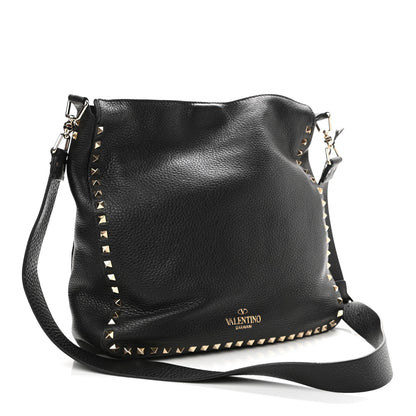 Valentino Garavani Pebbled Calfskin Large Rockstud Flip-Lock Messenger Bag Black 3 of 9