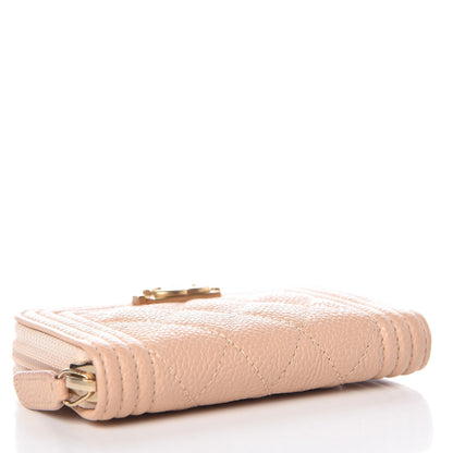 Chanel Caviar Quilted Boy Zip Around Coin Purse Wallet Beige Clair 4 of 8