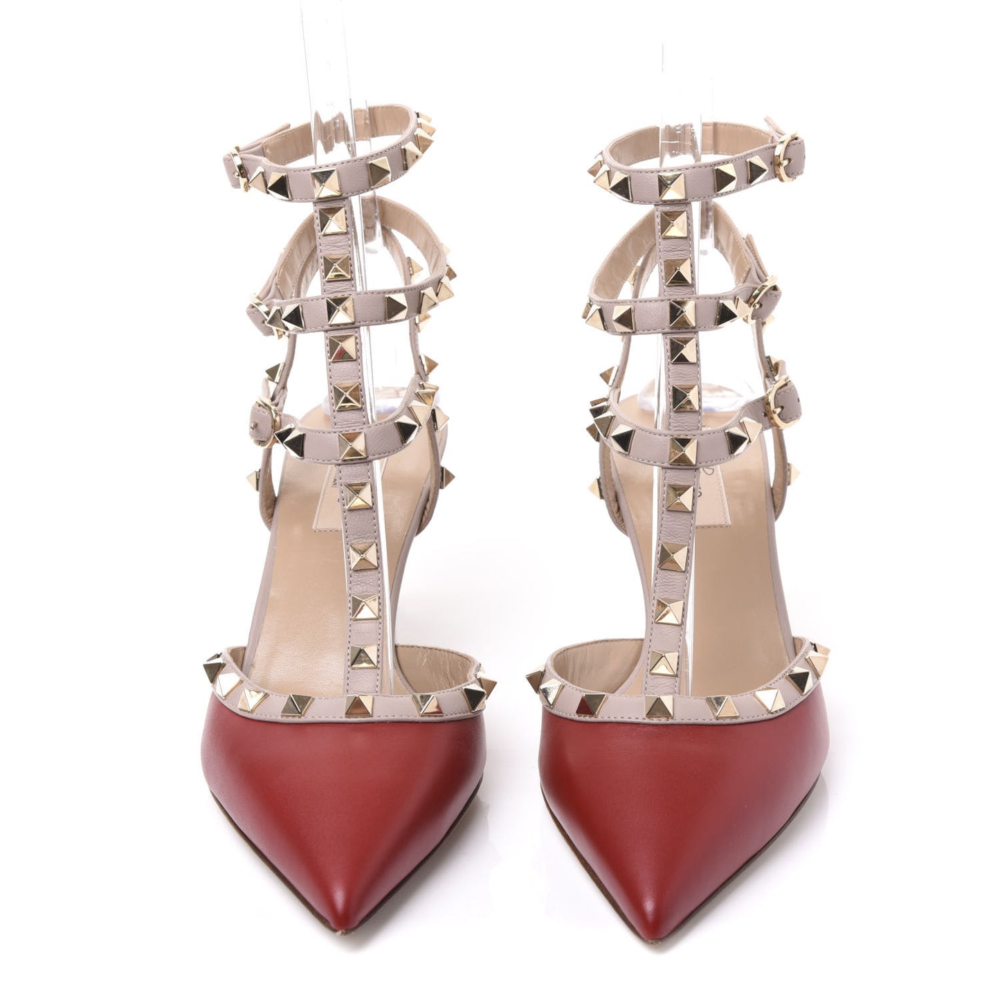 Nappa Rockstud Ankle Strap 65mm Pumps 39 Rubino Poudre