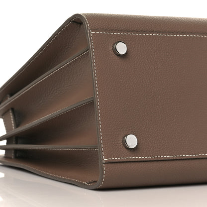Saint Laurent Grained Calfskin Topstitch Small Classic Sac De Jour Taupe 7 of 8