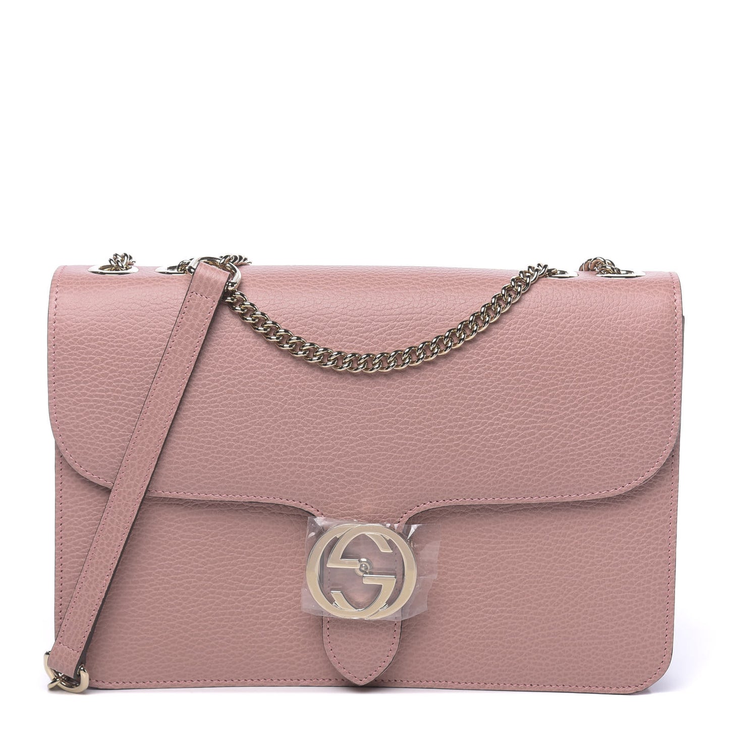 Dollar Calfskin Interlocking G Shoulder Bag Soft Pink