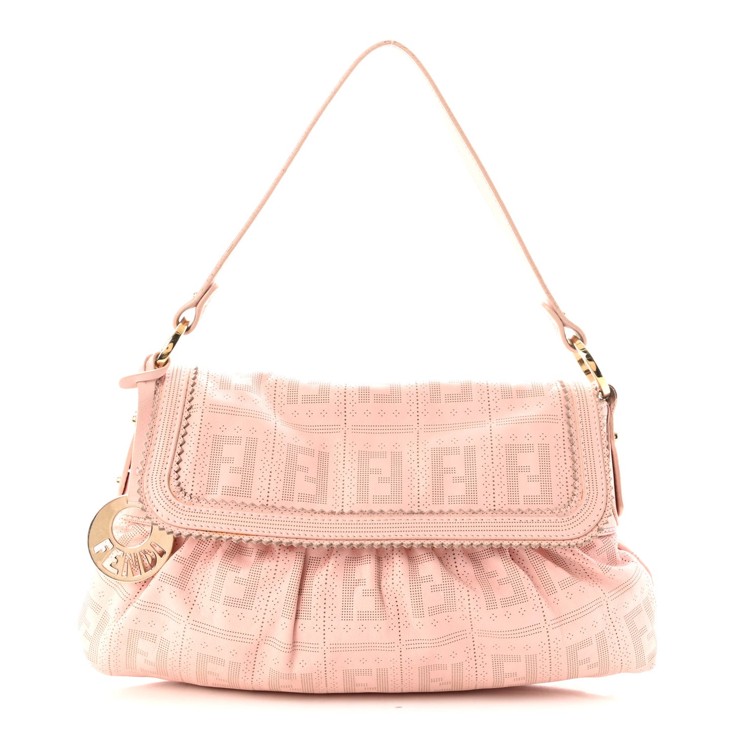 Calfskin Perforated Small Chef Shoulder Bag Pink