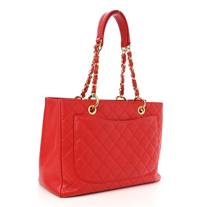 Chanel Caviar Quilted Grand Shopping Tote GST Red 2 of 15