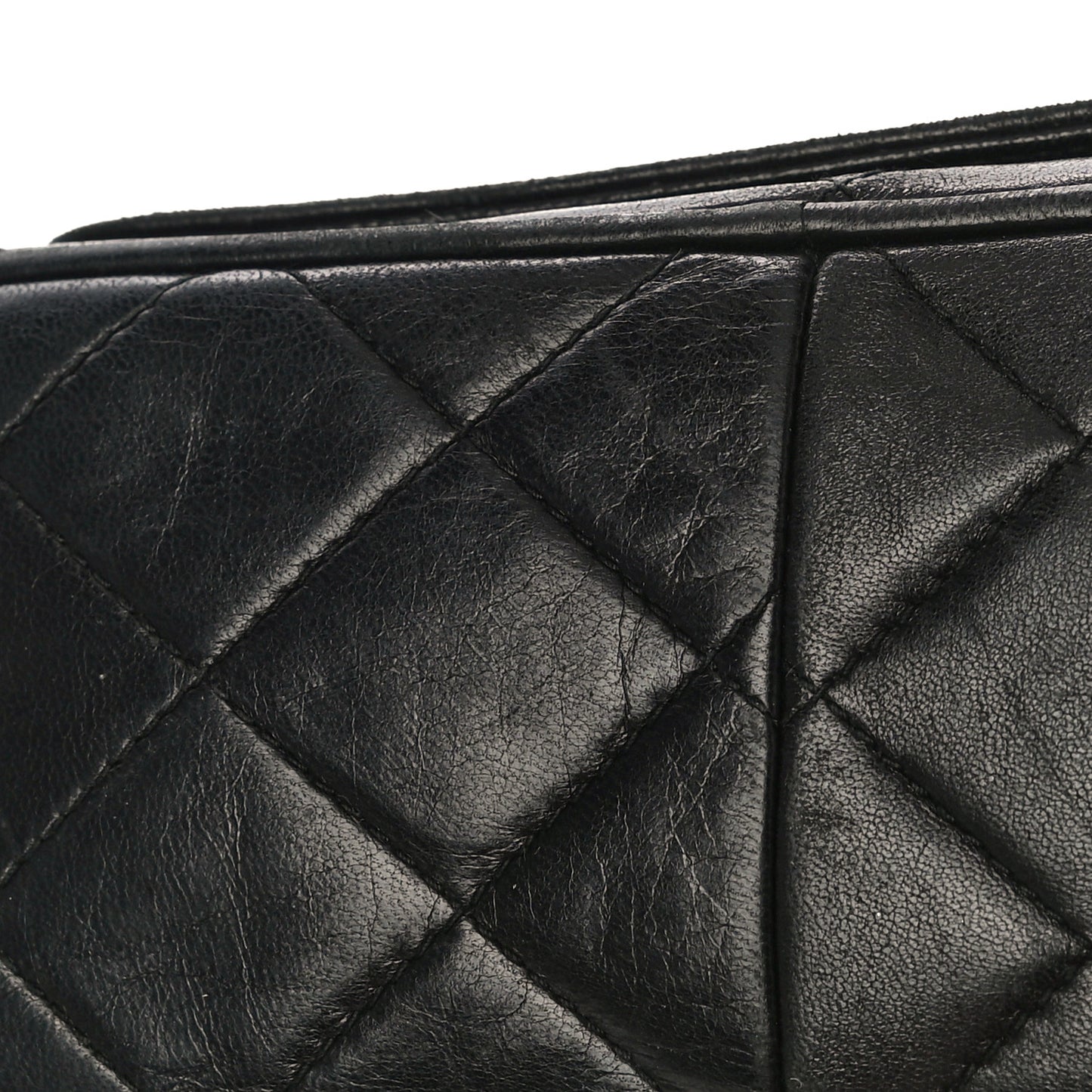 Lambskin Quilted Tassel Camera Case Black