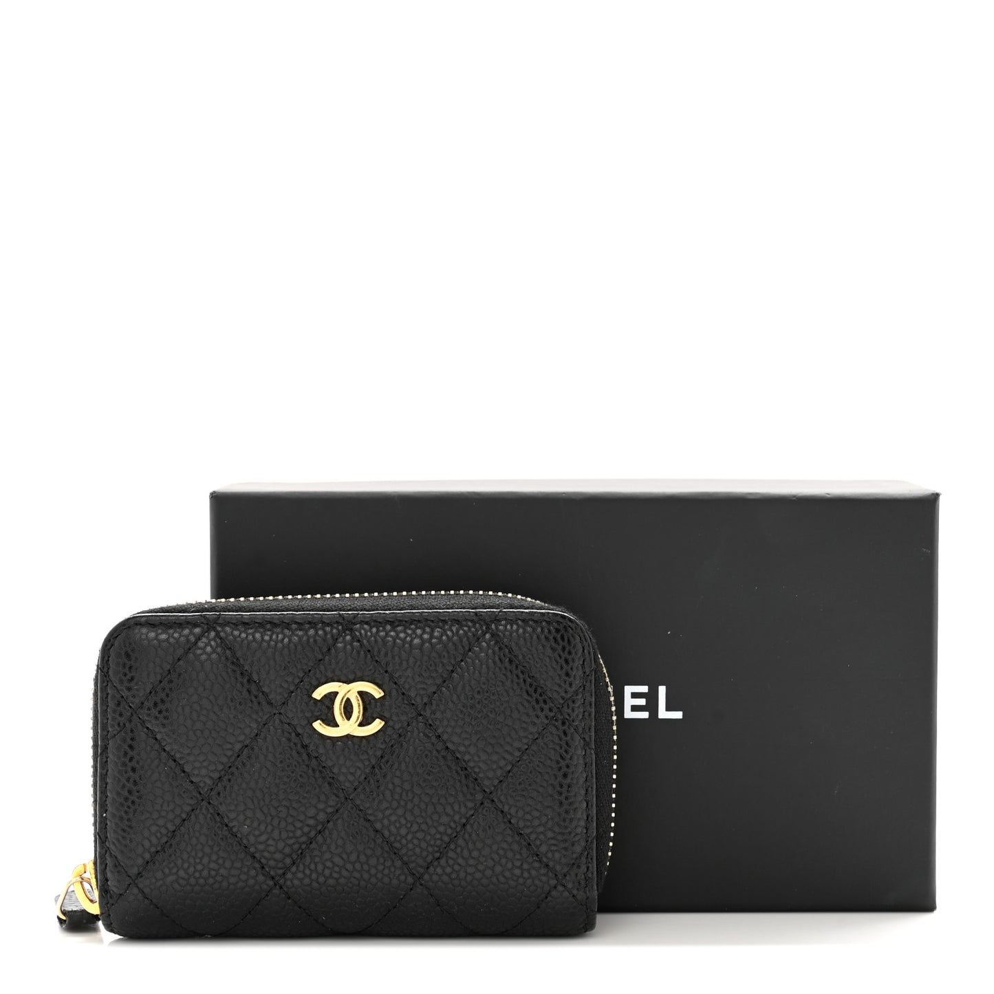 Caviar Quilted Zip Coin Purse Black