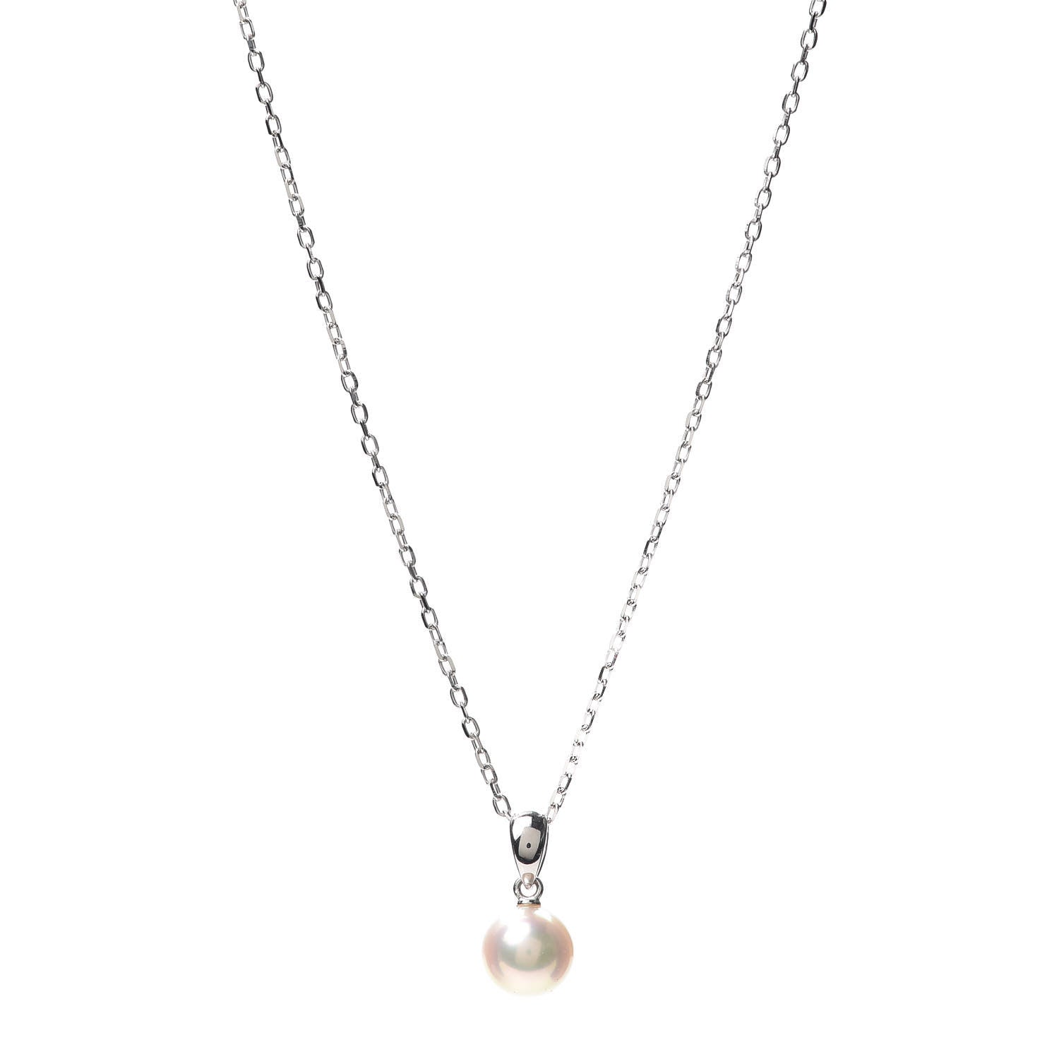 Mikimoto 18K White Gold Akoya Pearl 7mm Drop Pendant Necklace 1 of 5