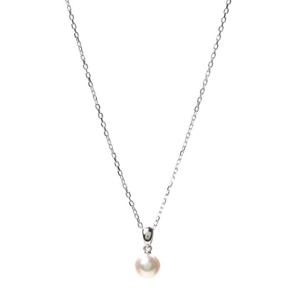 Mikimoto 18K White Gold Akoya Pearl 7mm Drop Pendant Necklace 1 of 5