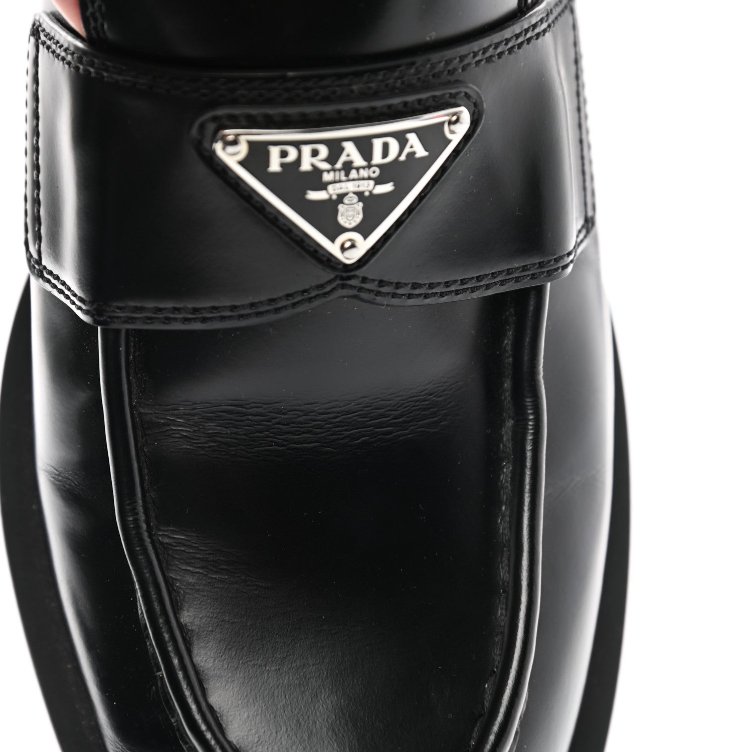 Prada Spazzolato Triangle 40mm Loafer Mules 40 Black 9 of 9