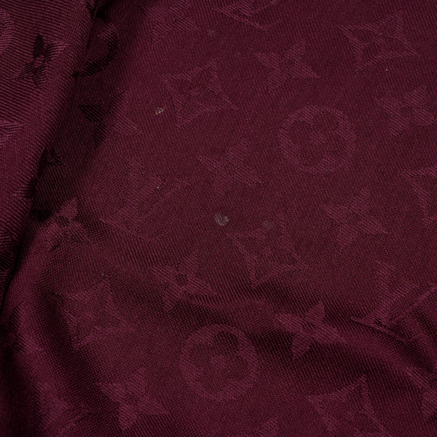 Silk Wool Monogram Shawl Wine Red