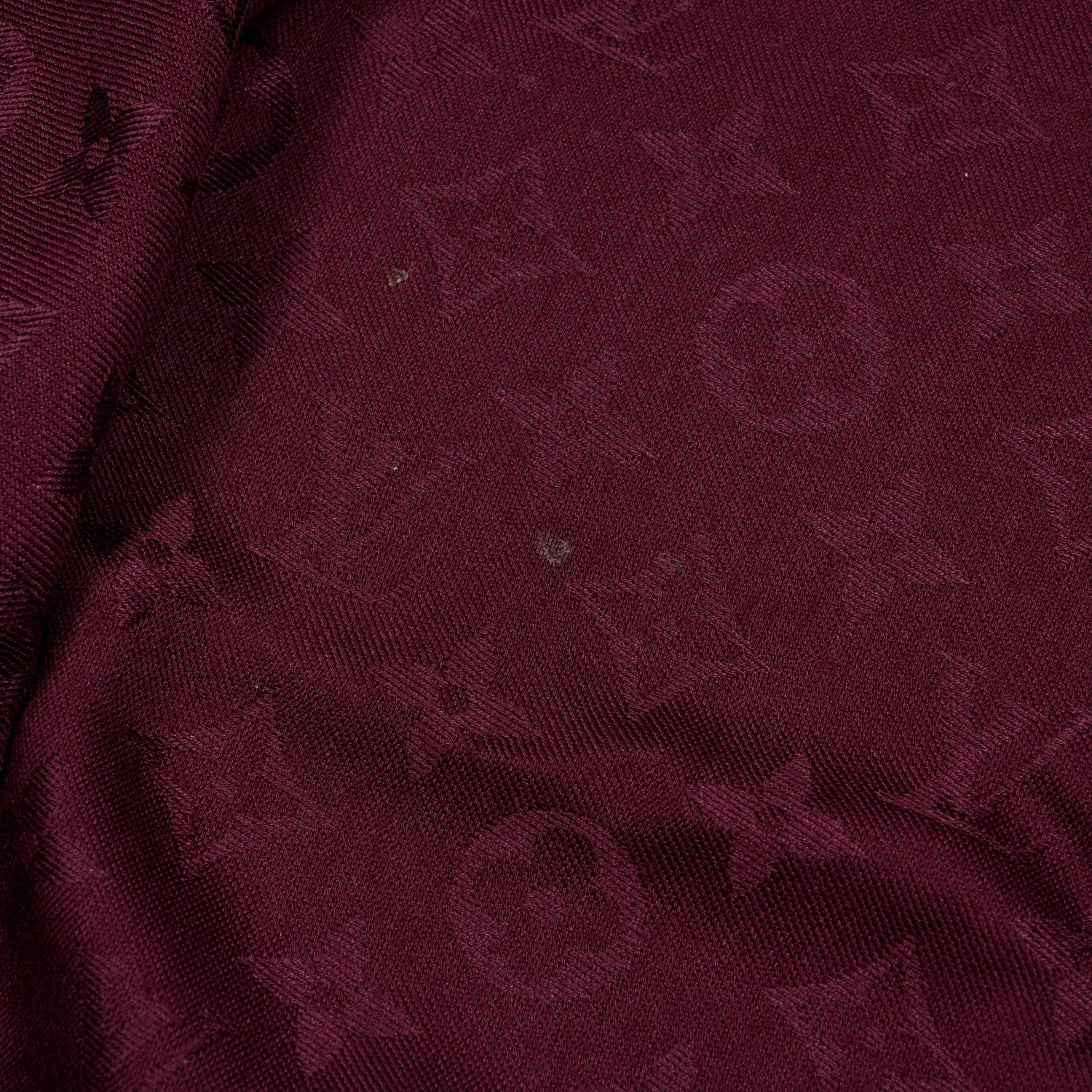Louis Vuitton Silk Wool Monogram Shawl Wine Red 3 of 4