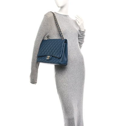 Chanel Lambskin Quilted Maxi Double Flap Blue 2 of 10