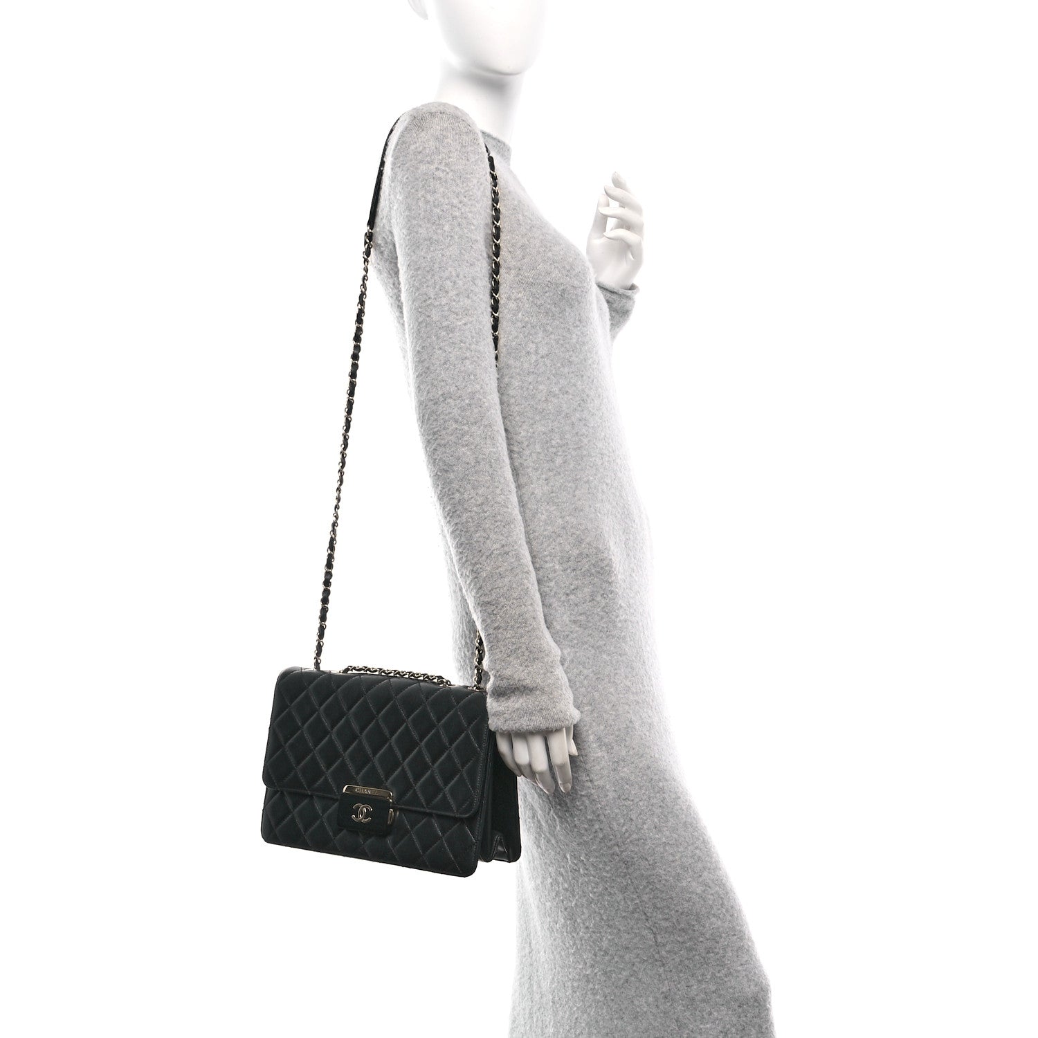 Chanel Sheepskin Quilted Large Beauty Lock Flap Black 3 of 11