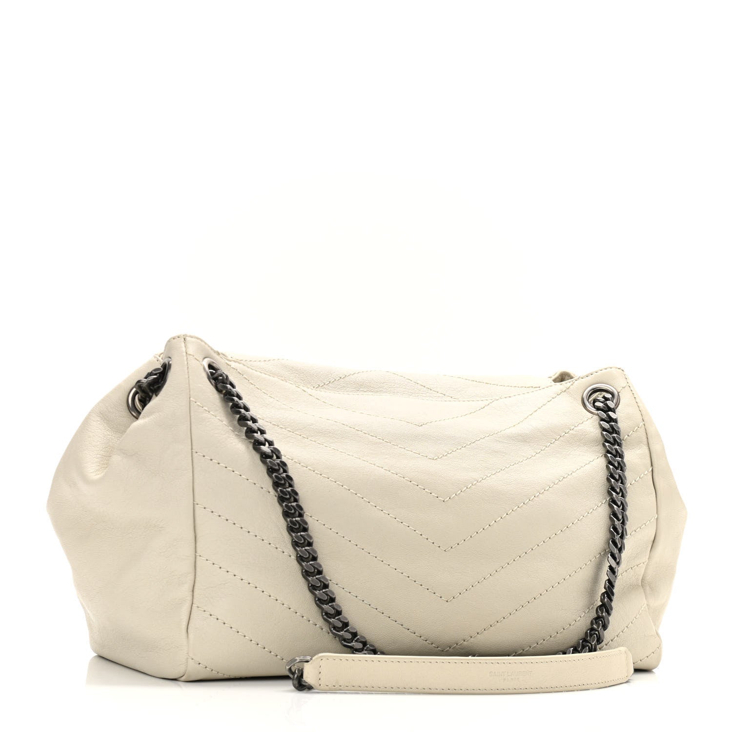 Saint Laurent Vintage Lambskin Chevron Monogram Medium Nolita Crema Soft 3 of 11