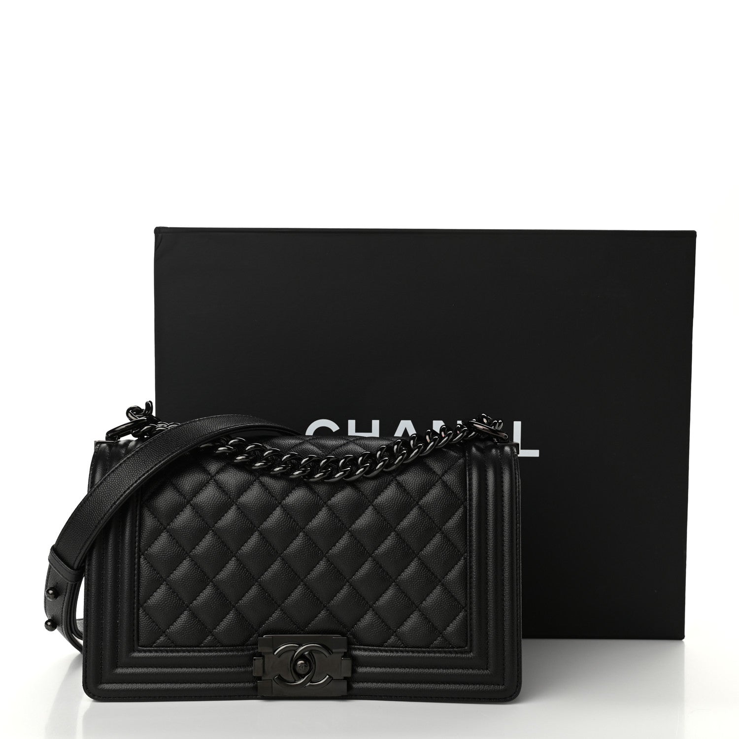 Chanel Caviar Quilted Medium Boy Flap So Black 11 of 11