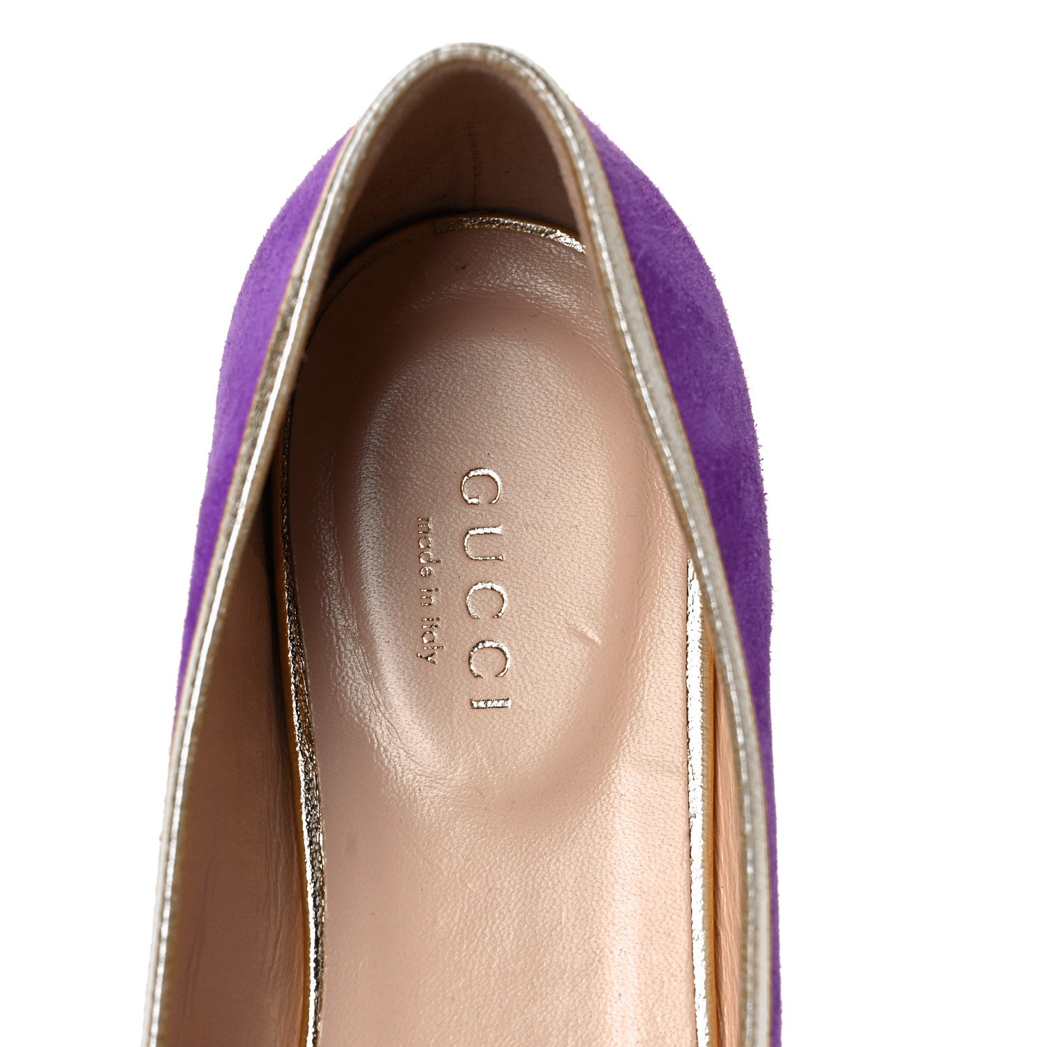 Gucci Kid Scamosciato Nappa Moody Bee Flats 37 Shine Purple Oro Vecchio Black 7 of 8